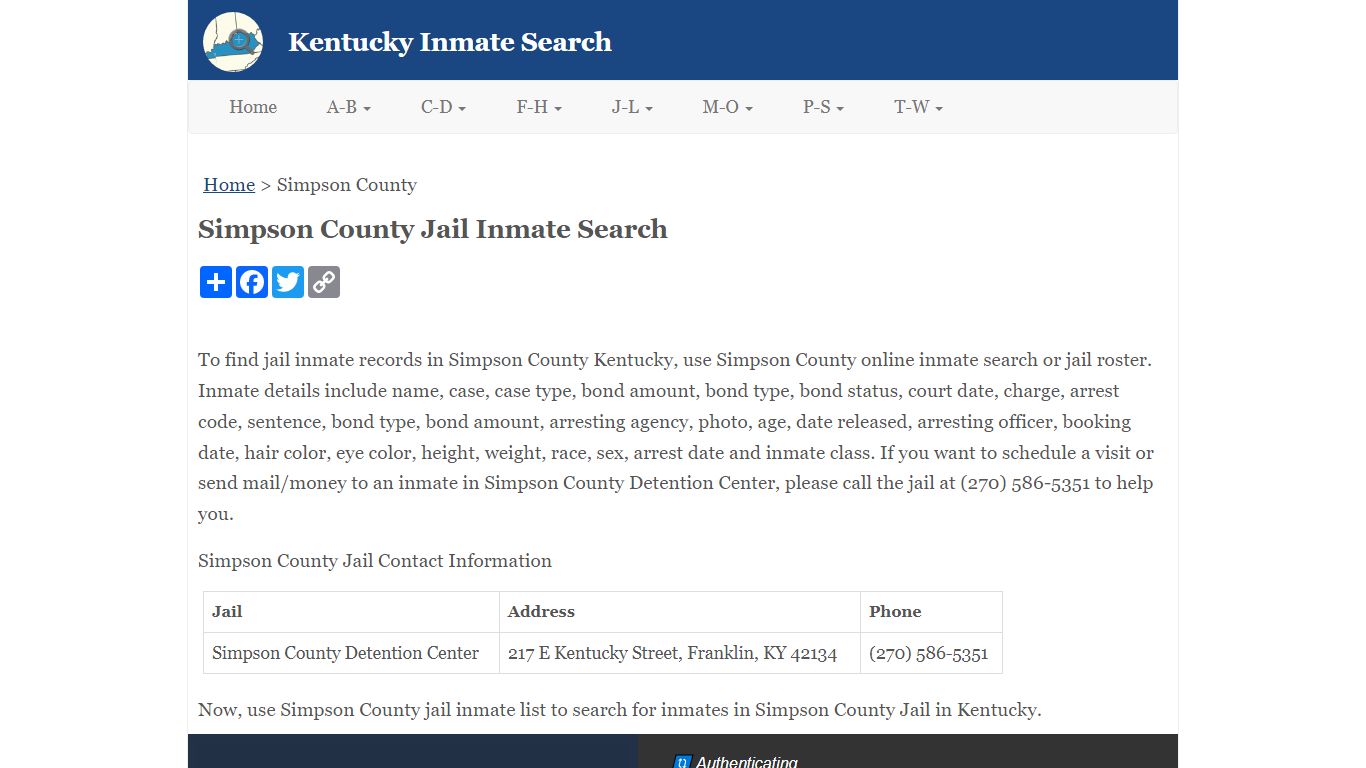 Simpson County Jail Inmate Search